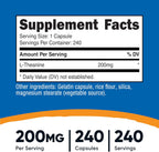 Nutricost L-Teanina 200mg, 240 Cápsulas - Doble Concentración