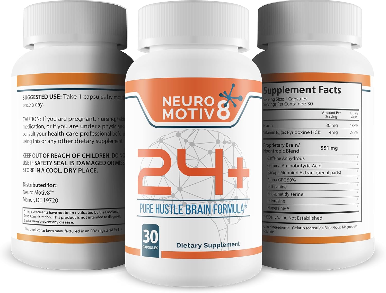 Neuro 24+ Fórmula de Mejora Cerebral – Complemento Alimenticio para la Concentración y el Rendimiento Mental