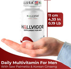 Hallusa Natural HALLVIGOR Multivitamínico Diario para Hombres – Ginseng Coreano, Damiana, Saw Palmetto, Biotina, Complejo B, Zinc, Jalea Real – 60 Cápsulas