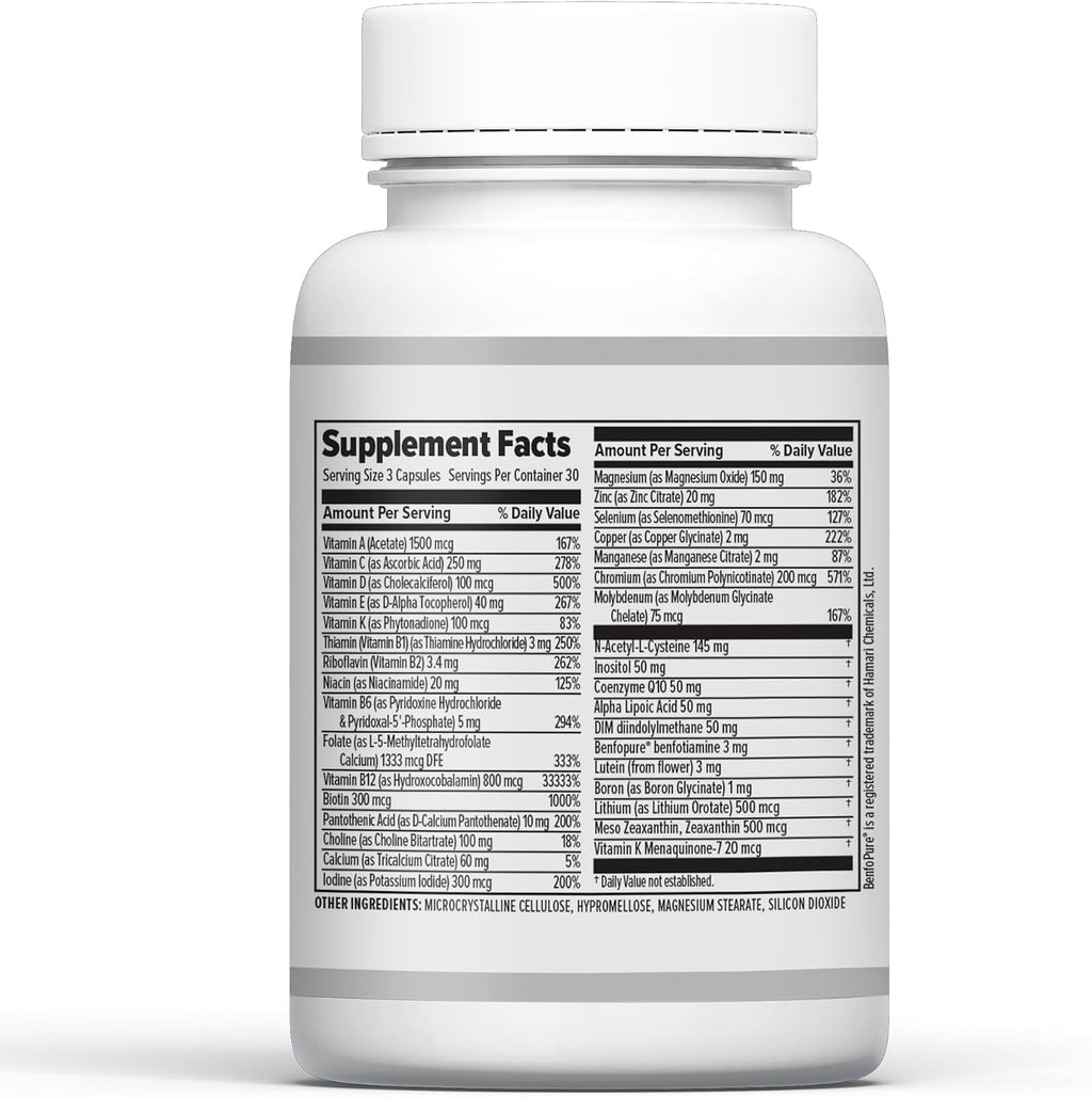 10X Health Optimize Multivitamínico Metilado para Hombres y Mujeres - 90 Cápsulas, Fórmula 34 en 1 con 800 mcg de Vitamina B12, 5-MTHF, NAC - Complejo B Metilado