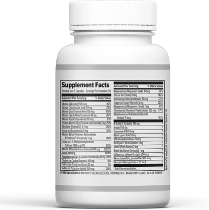 10X Health Optimize Multivitamínico Metilado para Hombres y Mujeres - 90 Cápsulas, Fórmula 34 en 1 con 800 mcg de Vitamina B12, 5-MTHF, NAC - Complejo B Metilado