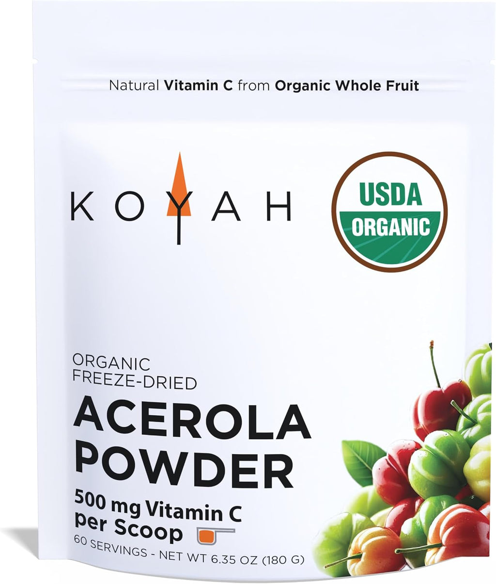 KOYAH Polvo de Acerola Orgánica Liofilizada - Vitamina C Natural, 60 Raciones