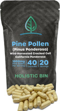 Cápsulas de Polen de Pino 500mg (Pinus Ponderosa) - Recolectado Salvaje en California - Grado Olímpico - Orgánico, No-GMO, Sin Rellenos - 40 Cápsulas
