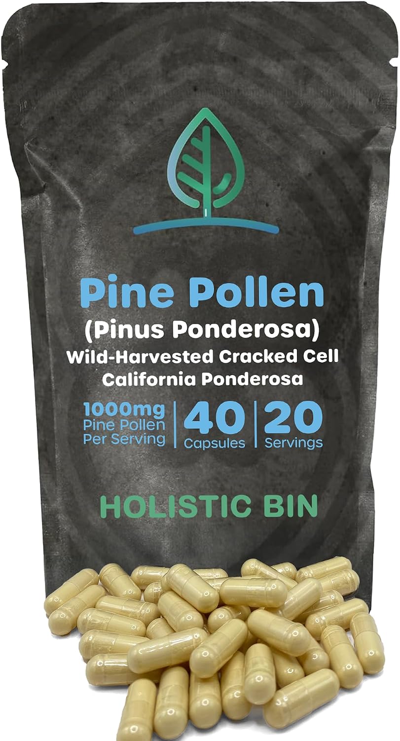 Polen de Pino en Polvo | Recolectado en la Naturaleza, Polen de Pino Canadiense Dorado | Polen del Pino Ponderosa, 20 g