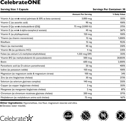CelebrateONE Sin Hierro - Multivitamínico – Minerales quelados: El magnesio y otros minerales están quelados – Image 2
