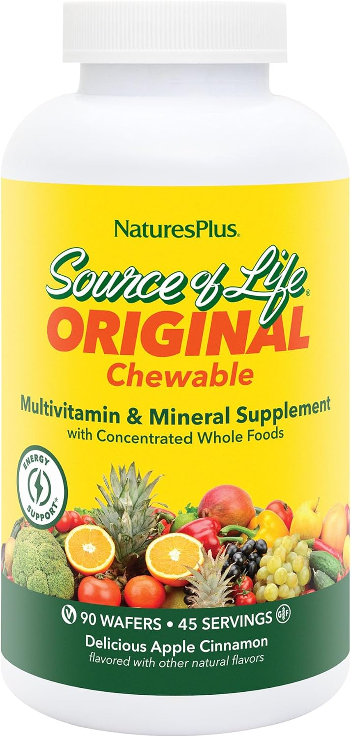 NaturesPlus Source of Life Masticable Multivitamínico – Manzana Canela – 90 Comprimidos