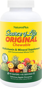 NaturesPlus Fuente de Vida Multivitamínico y Mineral Masticable para Adultos - 90 Comprimidos Sabor Manzana Canela