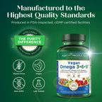 Purity Products Vegan Omega 3-6-9 Fórmula - Complejo de Ácidos Grasos Esenciales 5 en 1 - 180 Cápsulas Blandas