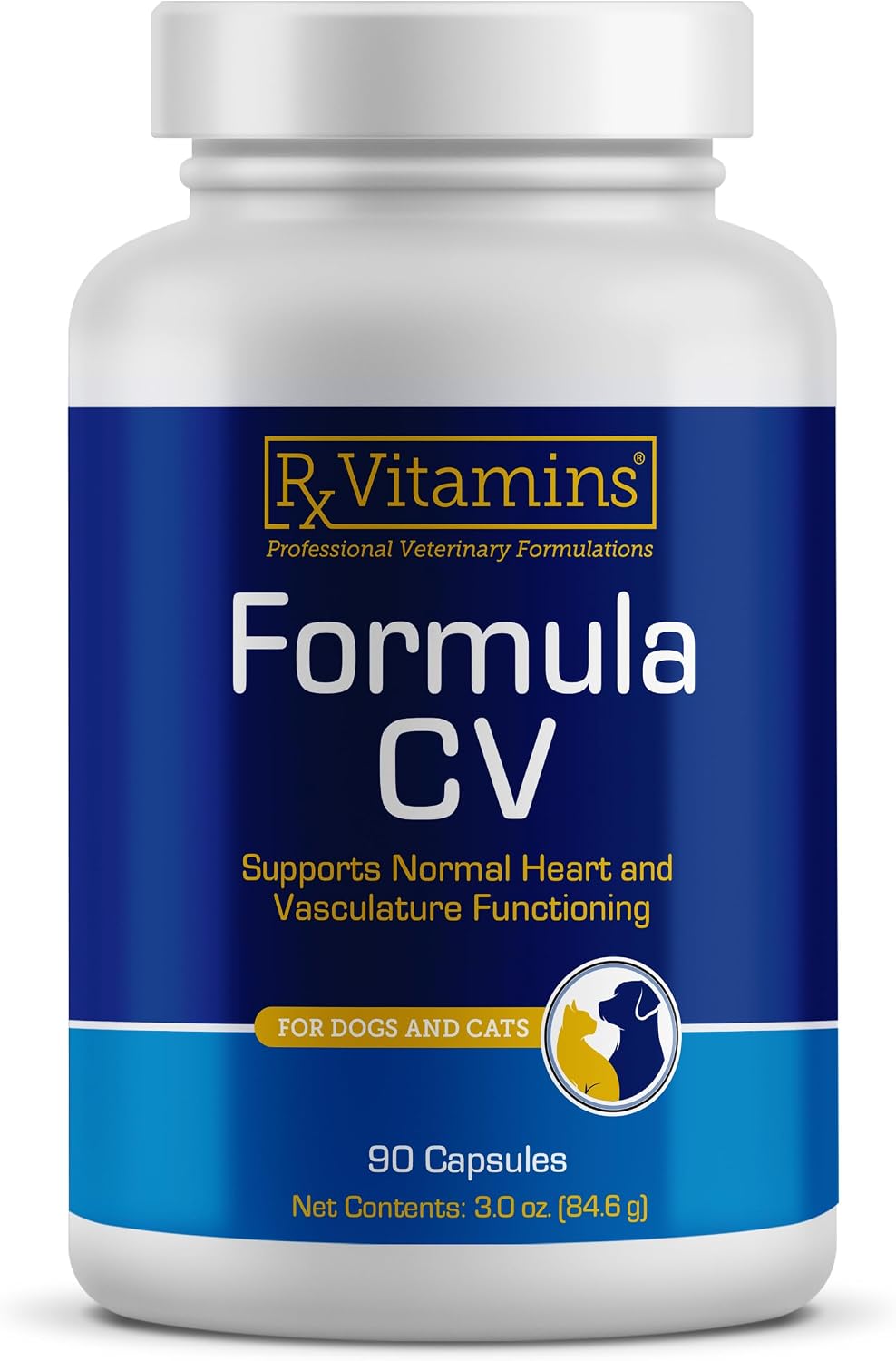 Rx Vitamins Formula CV - Cápsulas de Espino Blanco y Taurina para Perros y Gatos - 90 cápsulas