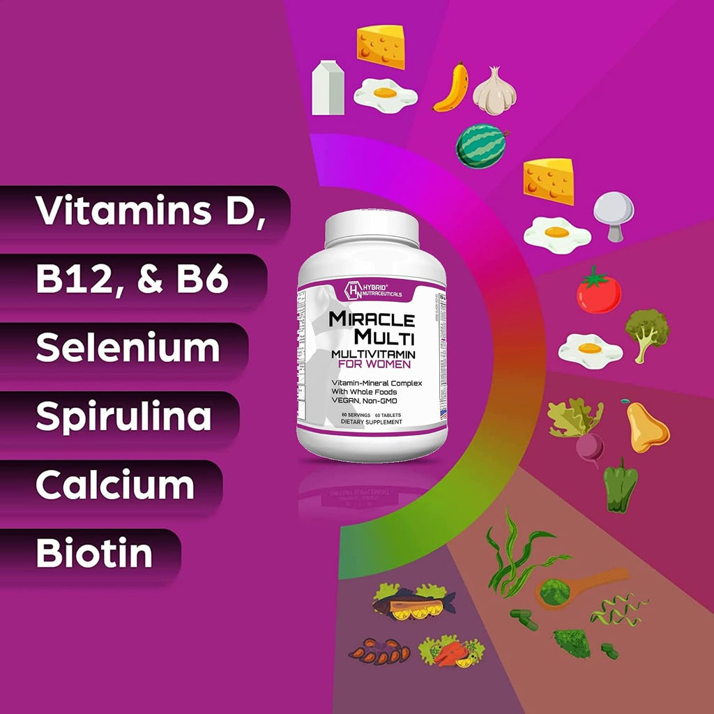 MiracleMulti Women Multivitamin - Multivitamínico para Mujeres con Probióticos y Biotina (60 comprimidos)