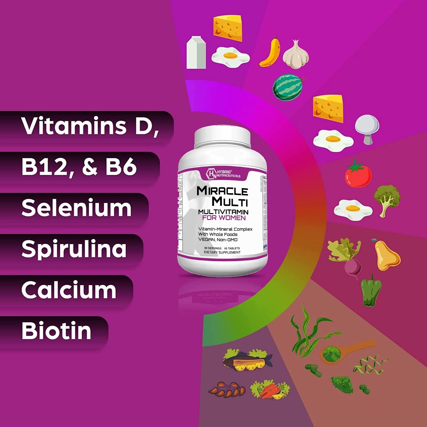 MiracleMulti Women Multivitamin - Multivitamínico para Mujeres con Probióticos y Biotina (60 comprimidos)