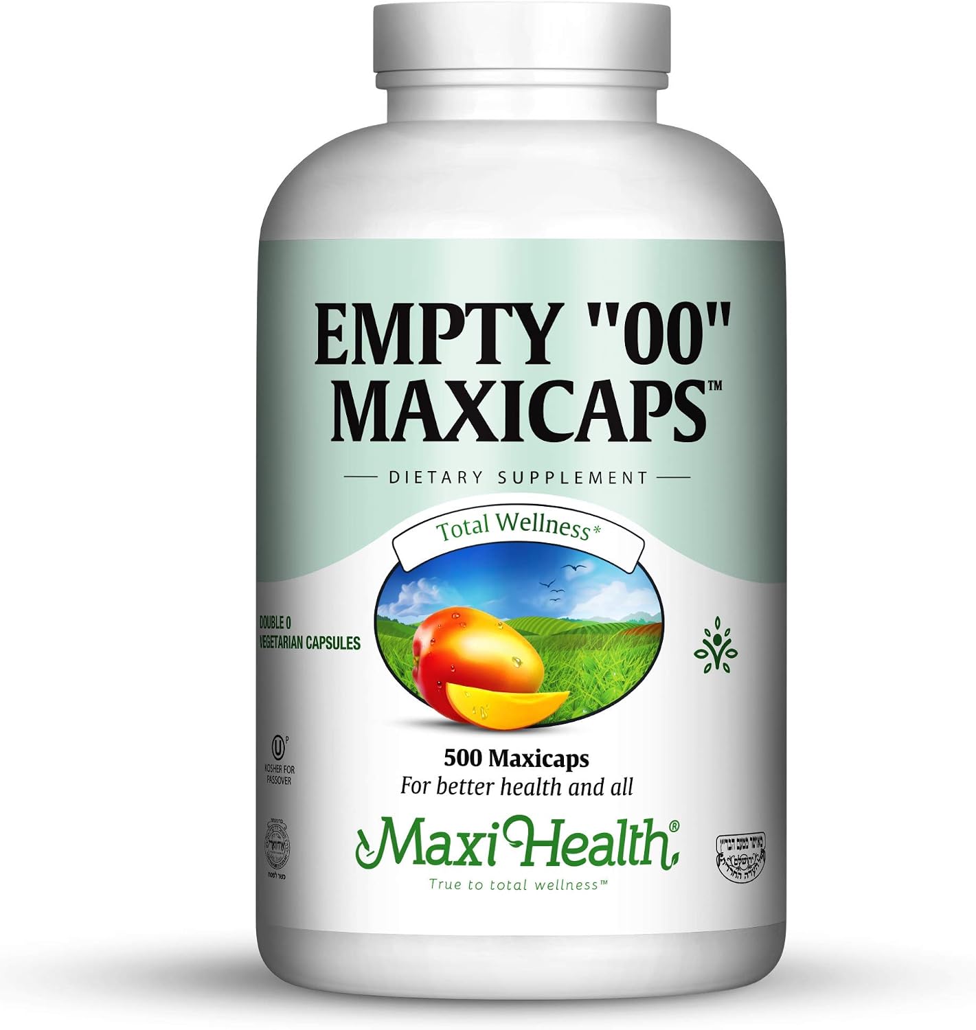 Maxi Health Cápsulas Vacías Tamaño 00 Vegetarianas - Kosher 500 uds