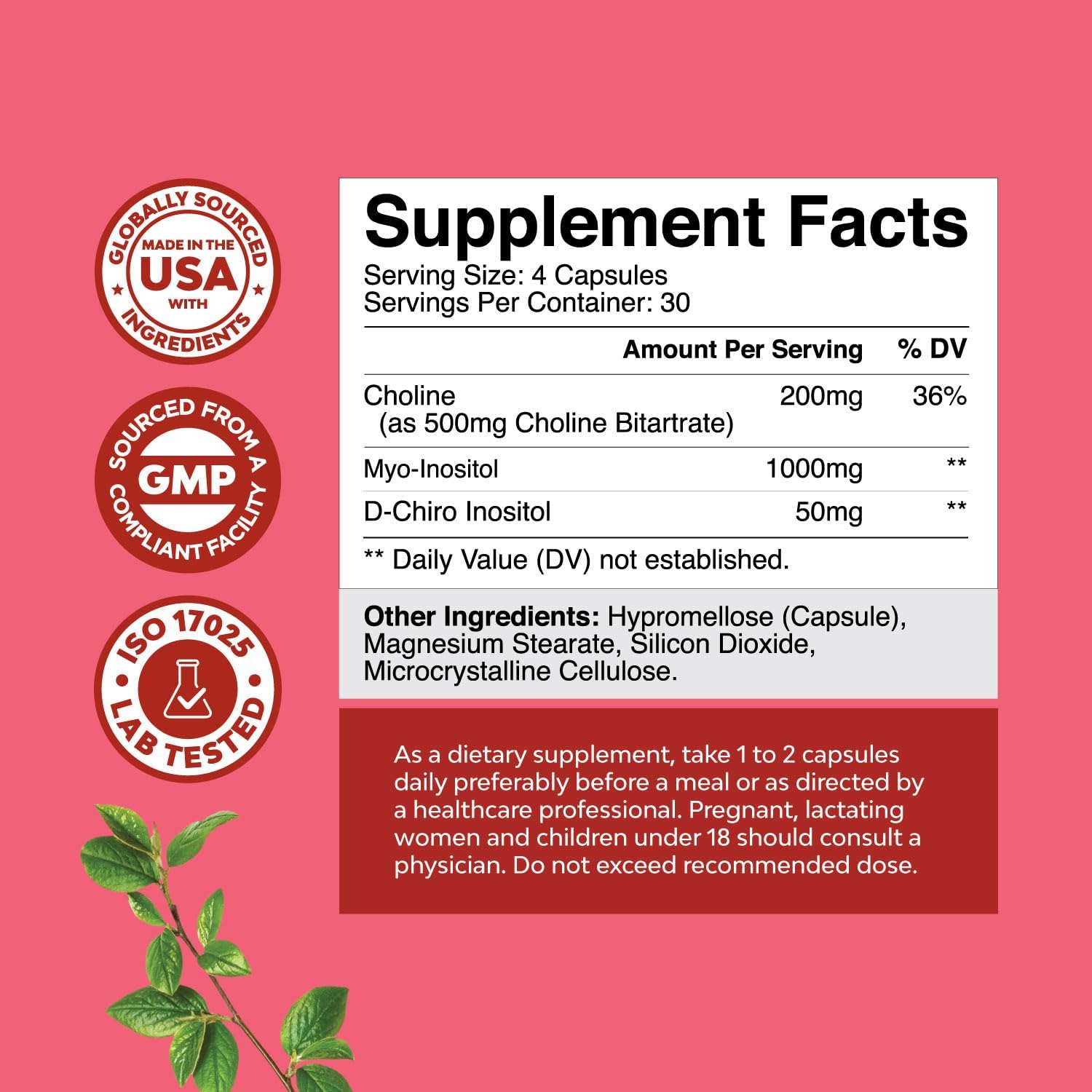Myo-Inositol & D-Chiro Inositol Cápsulas con Colina