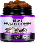 IKZEE Multivitamínico Masticable para Perros 15 en 1 – Suplemento Diario con Glucosamina y Probióticos, Sabor a Pato, 150 Comprimidos