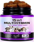 IKZEE Multivitamínico Masticable para Perros 15 en 1 – Suplemento Diario con Glucosamina y Probióticos, Sabor a Pato, 150 Comprimidos