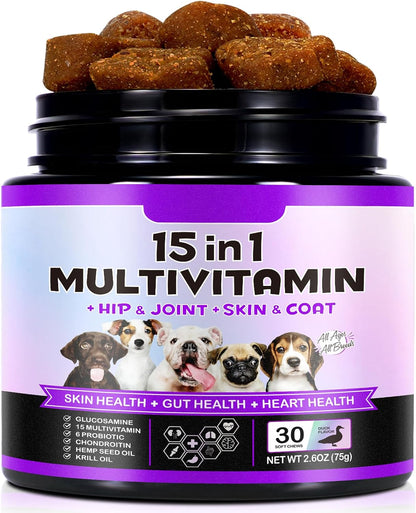 IKZEE Multivitamínico Masticable para Perros – Glucosamina: Ayuda a mantener la salud de las articulaciones y la – Image 1