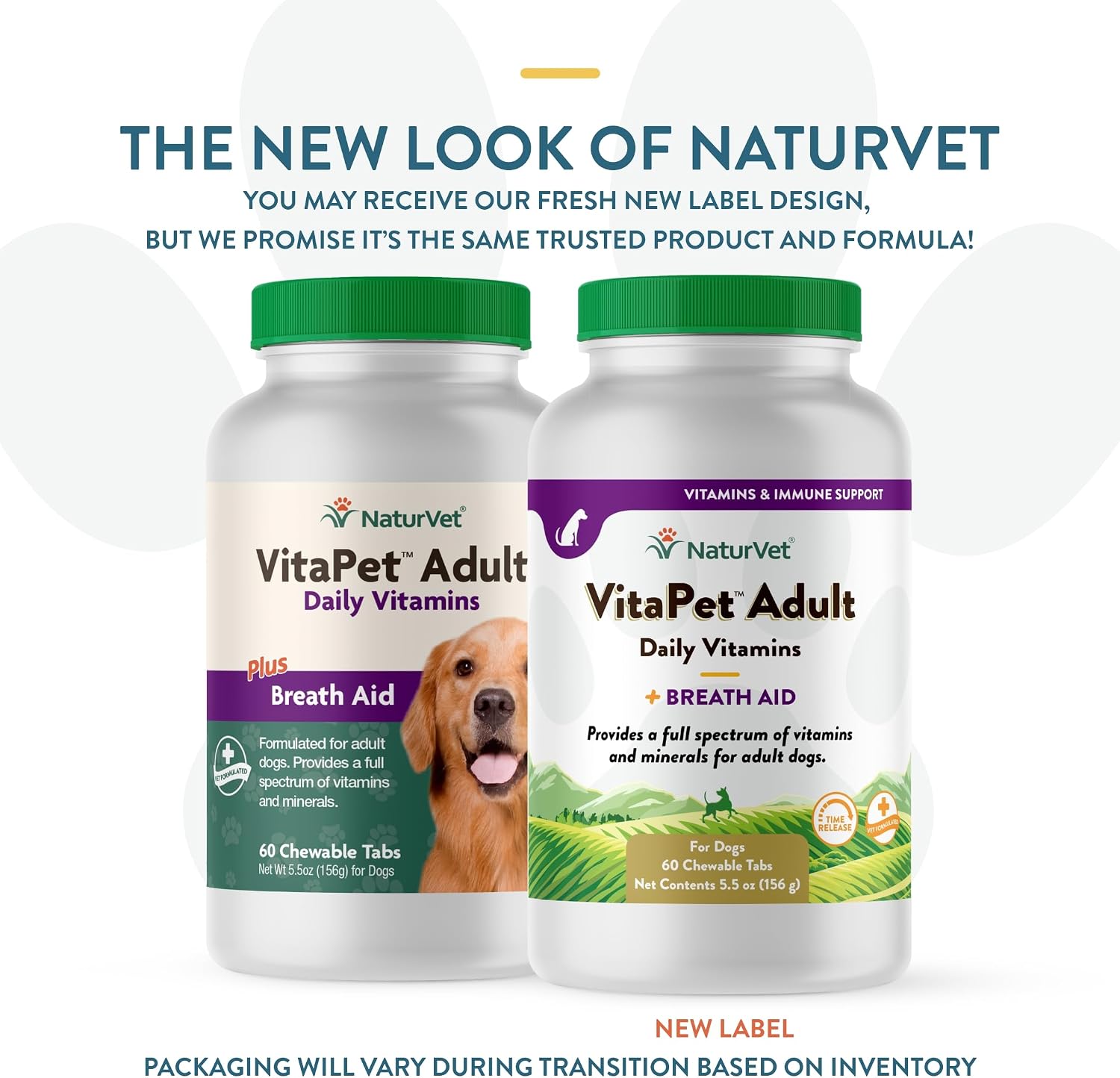 NaturVet VitaPet Adult Daily Vitamins for Dogs With Breath Aid – 60 Comprimidos Masticables
