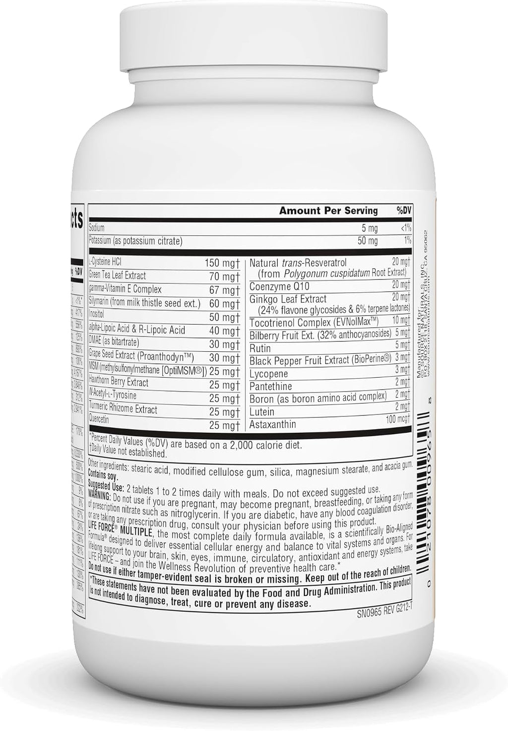 Source Naturals Life Force Multiple Daily Multivitamin without Iron, 60 Tablets