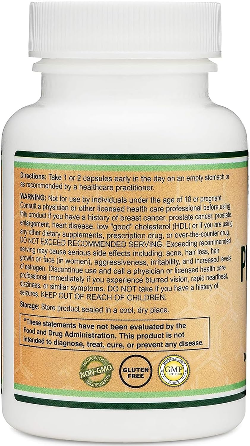 Pregnenolona 100 mg por dosis (Convertido a progesterona) - Probado por terceros - 120 Cápsulas (50 mg por cápsula) No transgénico - Double Wood