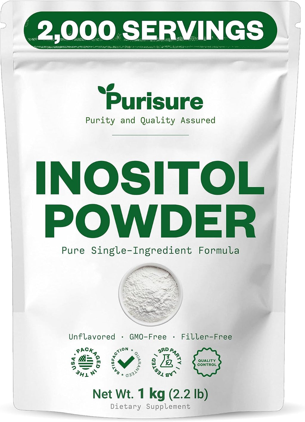 Purisure Inositol en Polvo, 250g, Puro, Vegano, No-GMO