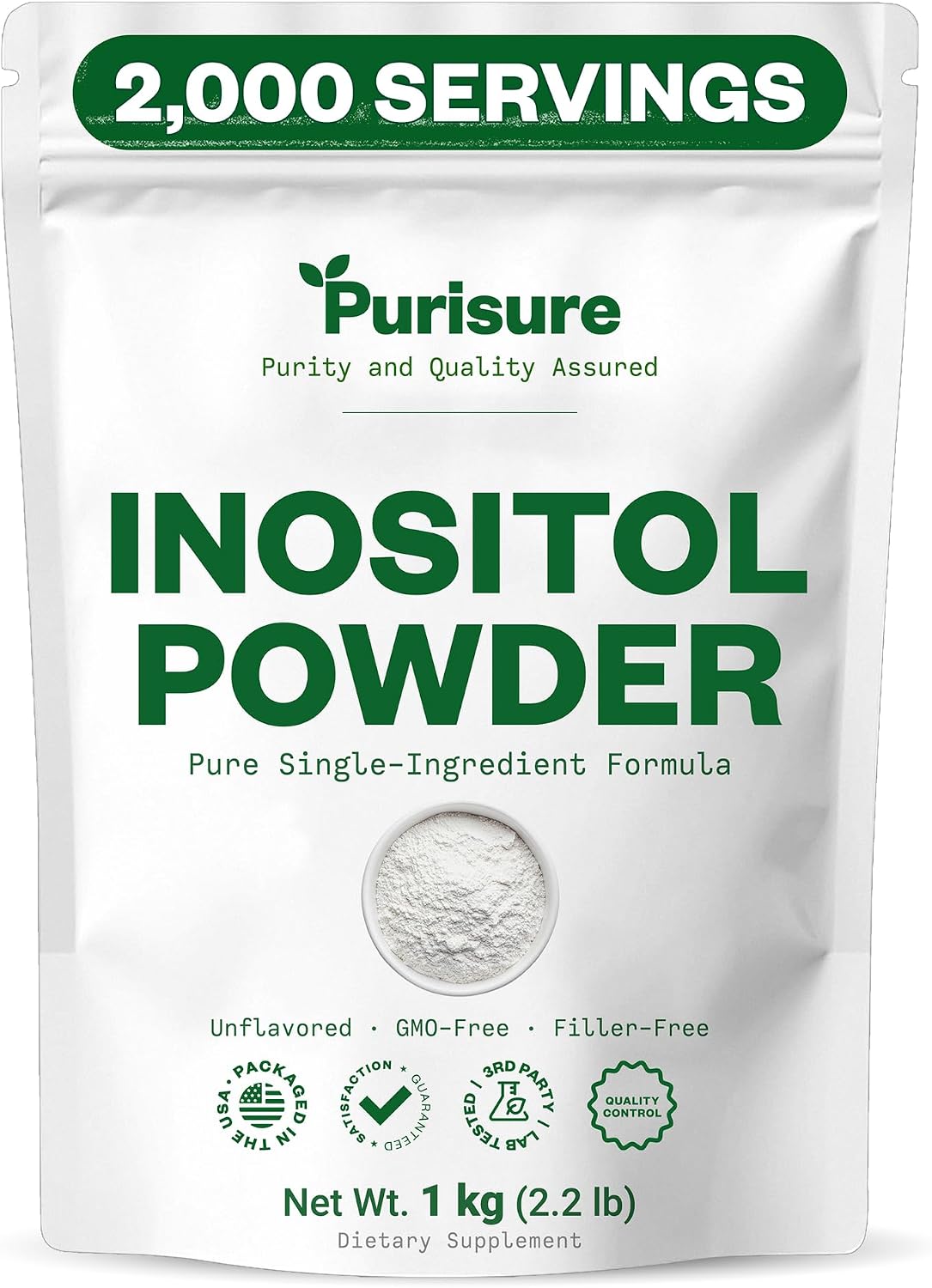PuriSure Inositol Powder, 250g - 100% Pure, Vegan, Non-GMO