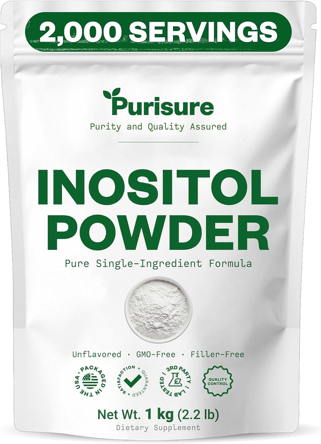 Purisure Inositol en Polvo Puro, 1 kg
