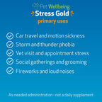 Pet Wellbeing Stress Gold para Perros - Fórmula Líquida Holística para el Estrés Situacional (60 ml)