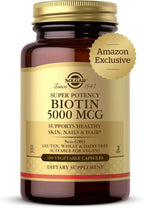 Solgar Biotin 5000 mcg - 180 Cápsulas - Alta Potencia - Con Eyebright, Ginkgo, NAC, Taurina, Carotenoides - Sin Gluten, Vegano