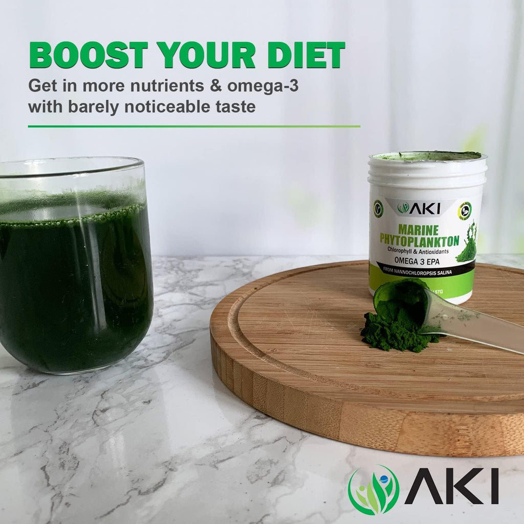 AKI Organic Marine Phytoplankton Powder - Omega 3 EPA Vegano (57g)