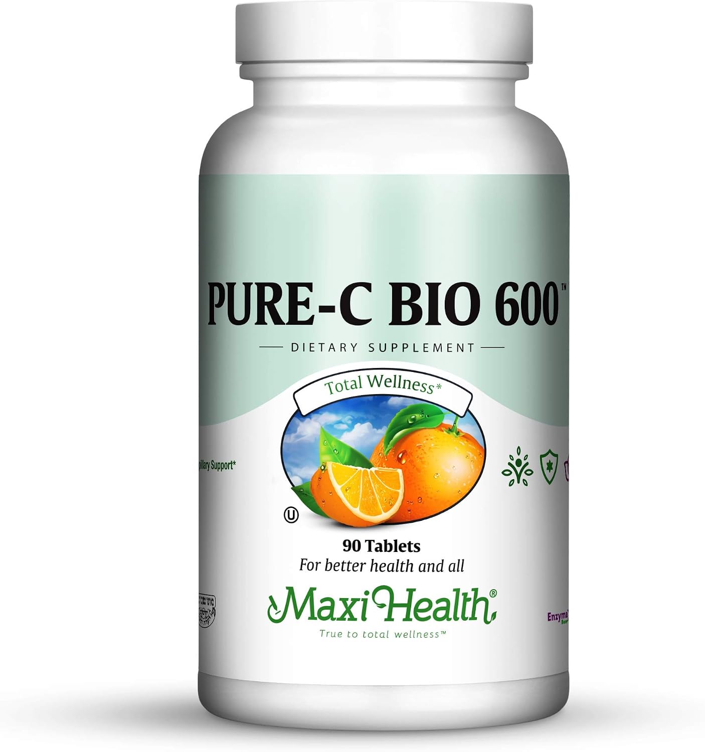 Pure-C Bio 600 - Complejo de Vitamina C 600 mg con Bioflavonoides, Calcio y Fósforo - 180 Comprimidos