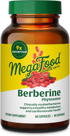 MegaFood Berberine Phytosome - 550 mg por Cápsula, 1100 mg Diarios - 9x Absorción - Apoya el Metabolismo Saludable y Niveles de Colesterol - Vegano - 60 Cápsulas