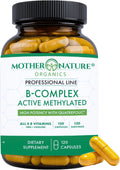 Mother Nature Organics Complejo B Metilado – Vitaminas B Bioactivas con Metil B12, Folato y Biotina – 120 Cápsulas, No-GMO, Sin Gluten