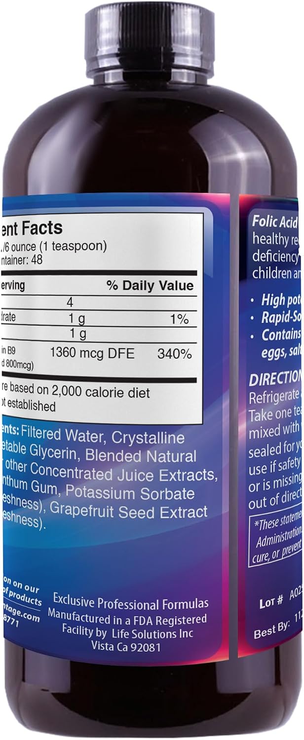 Ácido Fólico Líquido 800 mcg, 237 ml