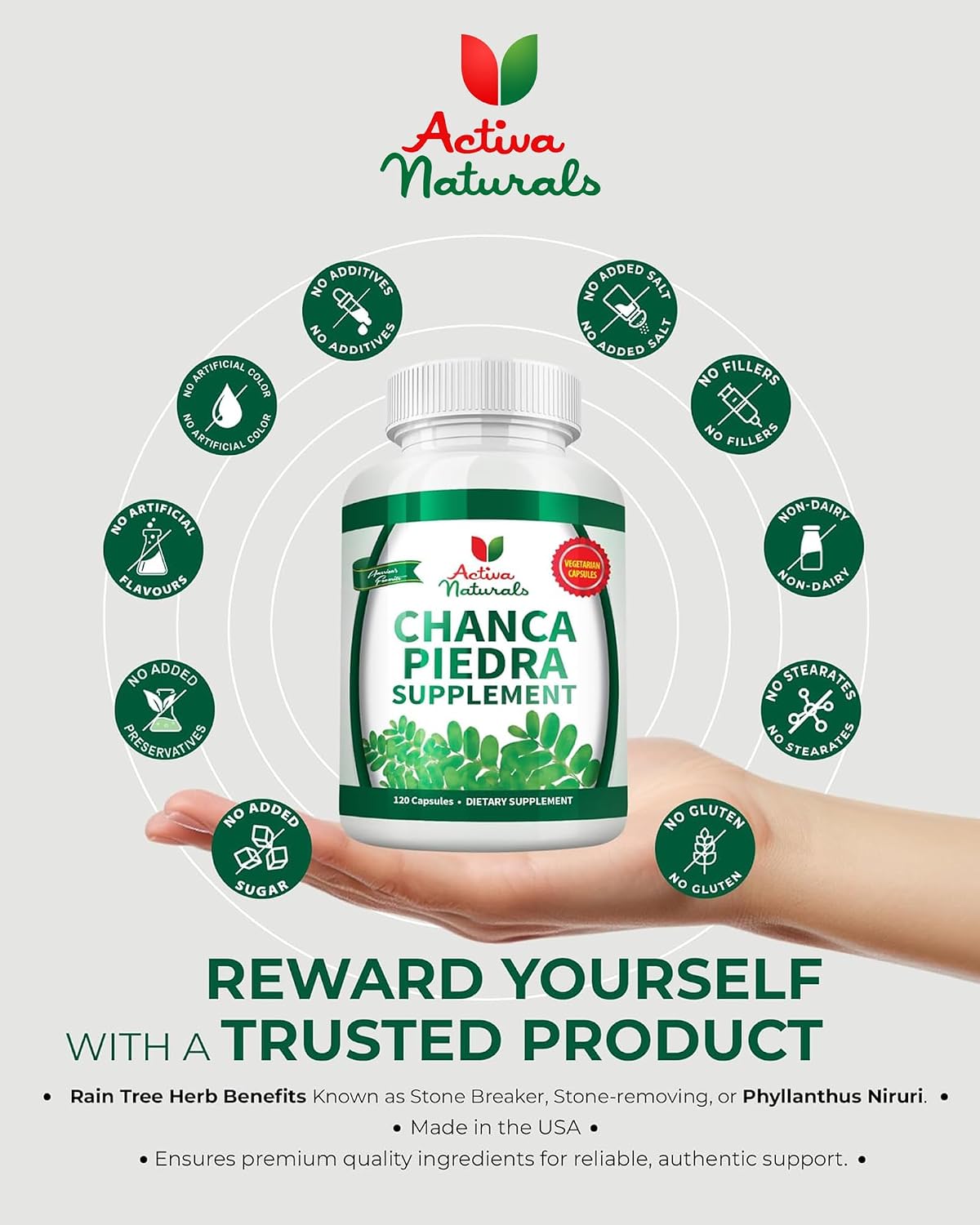 Chanca Piedra 500 mg – 120 Cápsulas Vegetales – Extracto de Phyllanthus Niruri