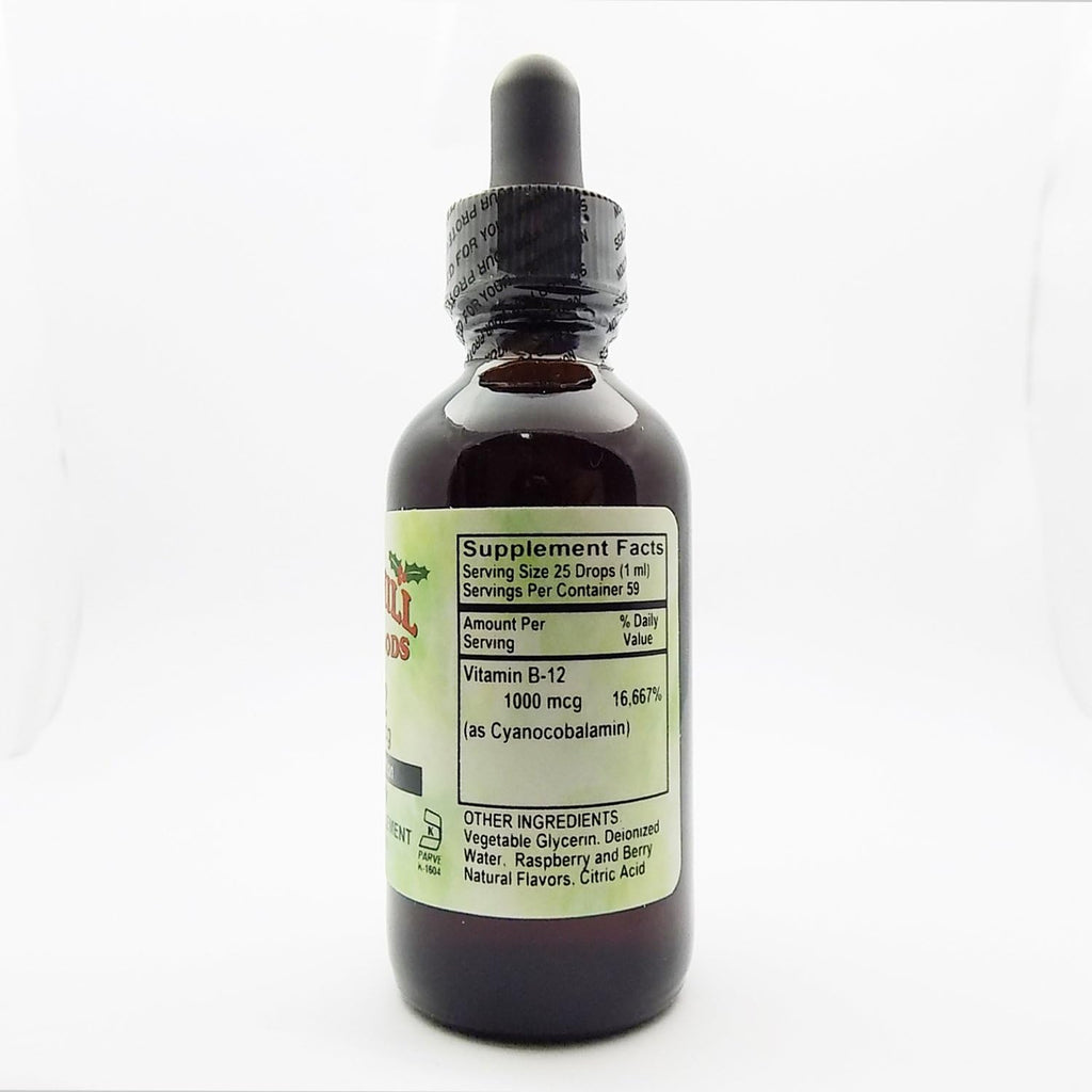 Holly Hill Health Foods - Vitamina B12 1000 mcg de Rápida Absorción - Spray de Frambuesa - 59 ml (2 oz)