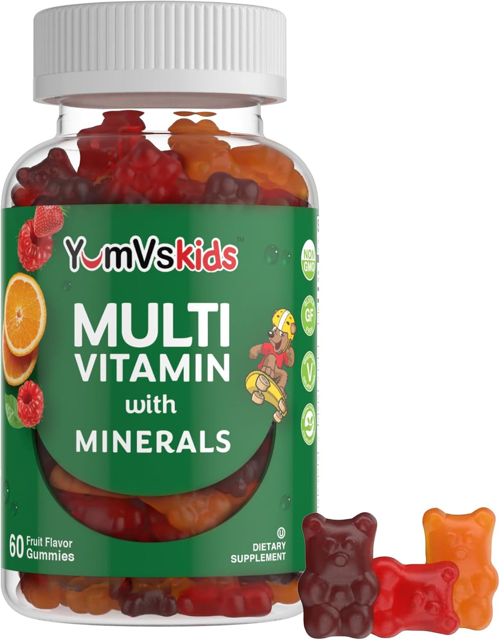 YumVs Kids Multivitamin Gummies - Gomitas Multivitamínicas para Niños con Vitaminas y Minerales - Sabor Fruta - 60 Gomitas
