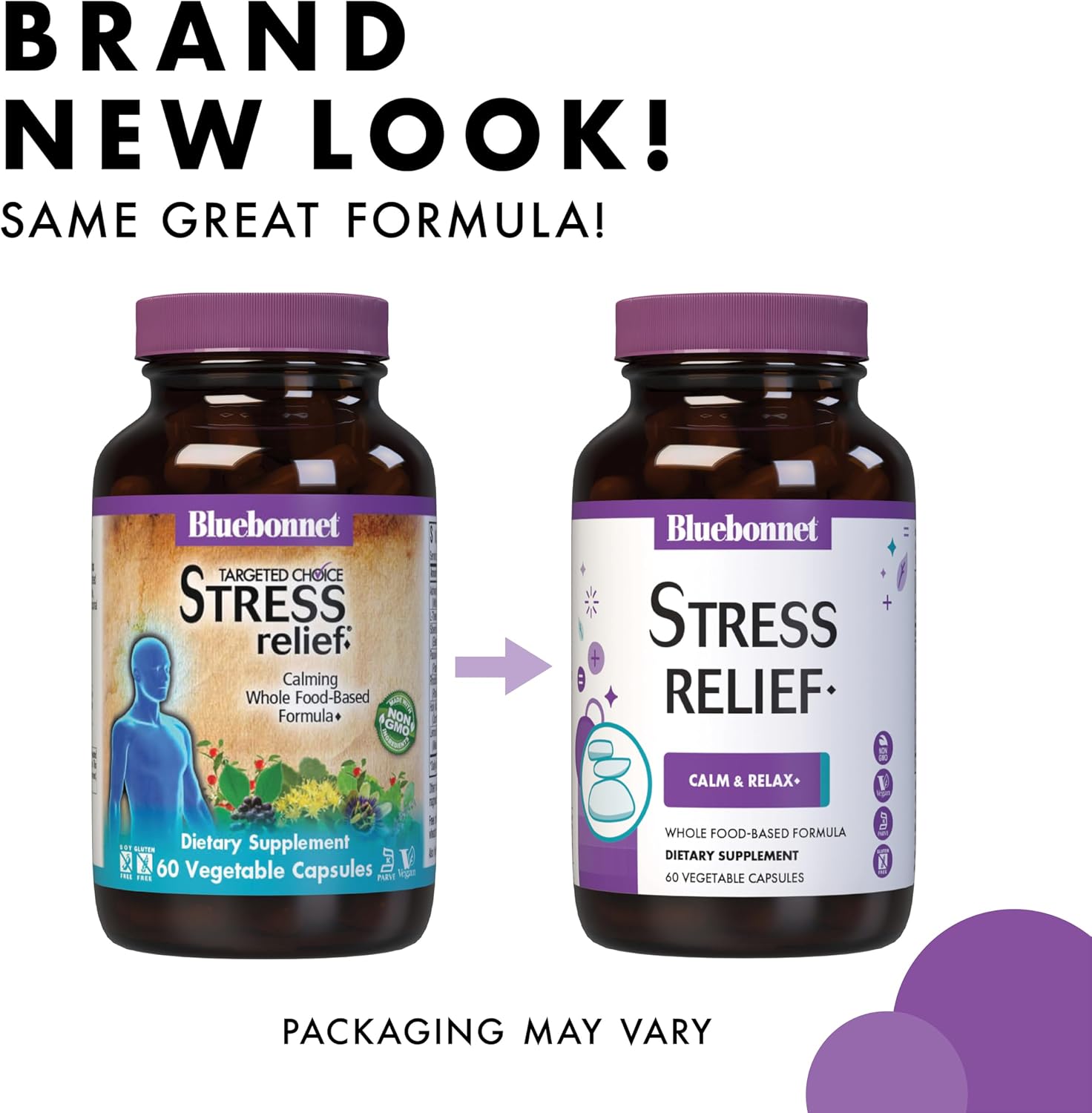 BlueBonnet Targeted Choice Stress Relief – Complemento Alimenticio con Ashwagandha, L-Teanina, Melisa y Rhodiola para el Estrés – 60 Cápsulas Vegetales