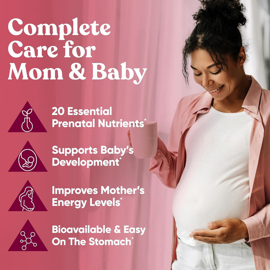 Eu Natural Glow Vitaminas Prenatales para Mujeres - Multivitamínico 20-en-1 con Folato y DHA Vegano - Apoya el Embarazo Saludable y el Desarrollo Fetal - 120 Cápsulas Vegetarianas