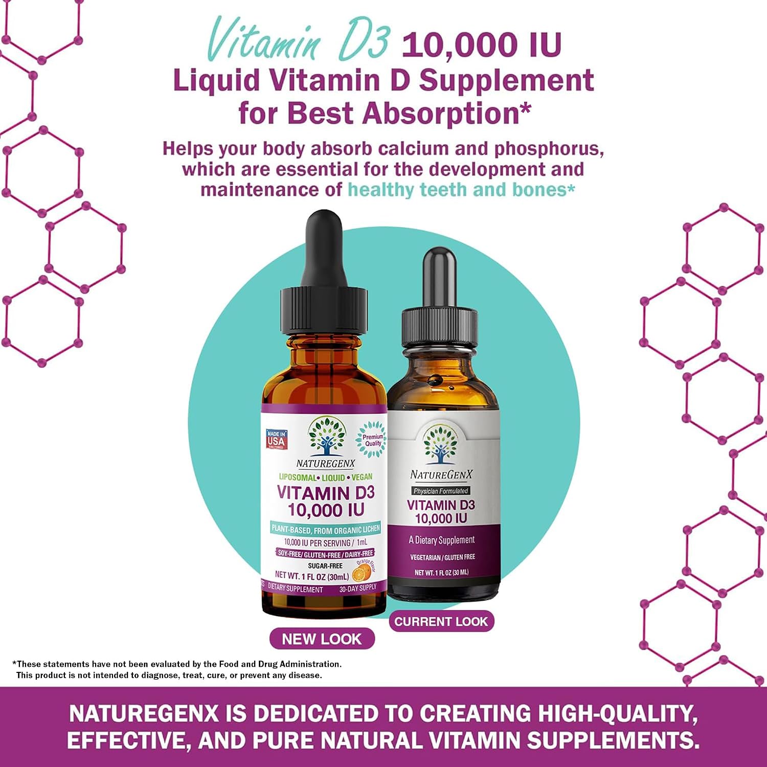 NatureGenX Vitamina D3 Líquida - 250 mcg - 30 ml - Vegano