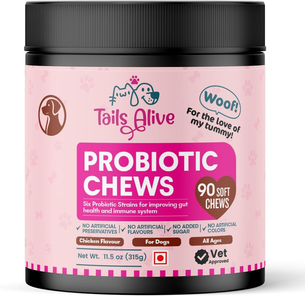 Masticables Probióticos para Perros | Seis Cepas Probióticas | Salud Digestiva e Inmunológica | Sabor Pollo | 90 Masticables
