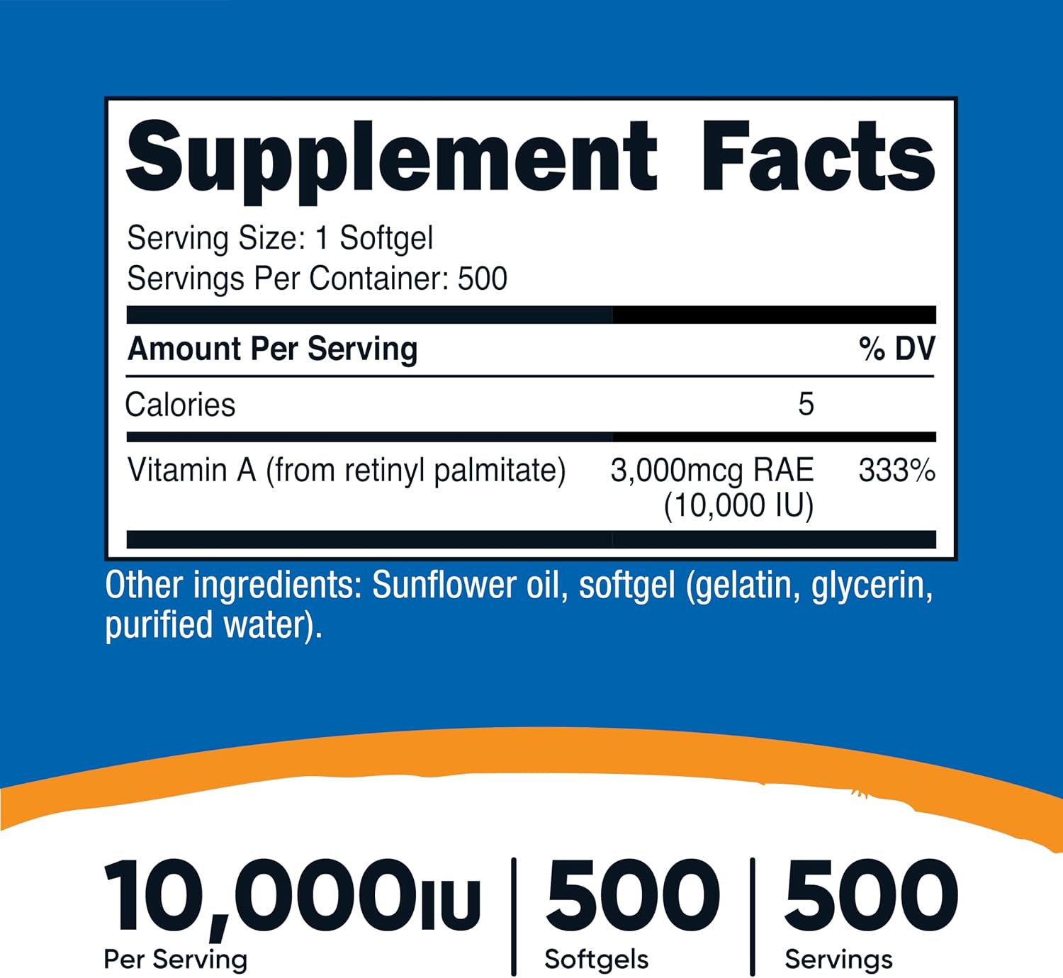 Nutricost Vitamina A 10.000 UI, 500 Cápsulas Blandas