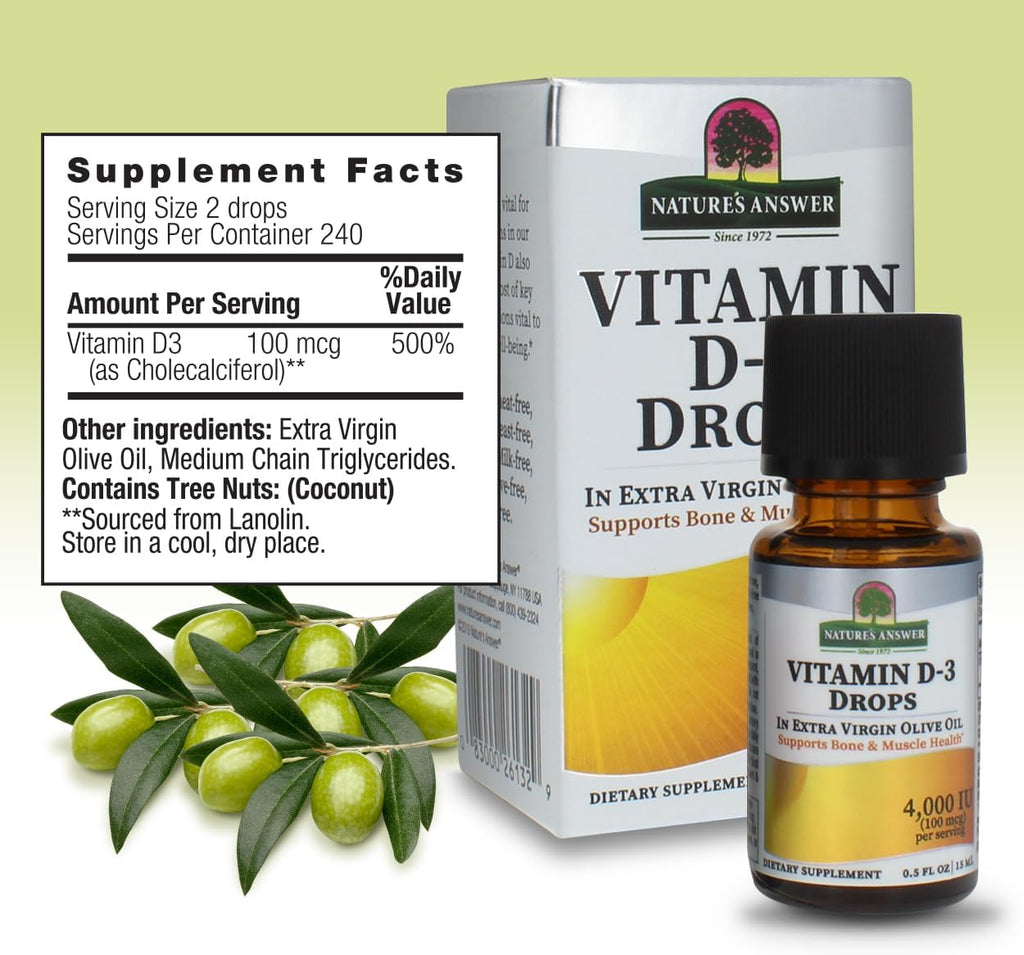 Nature's Answer Platinum Vitamina D3 4000 UI – Suplemento Líquido en Gotas