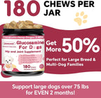 Suplemento para Articulaciones y Cadera para Perros con Glucosamina, MSM, Condroitina, Omega-3 y Cúrcuma - 180 Golosinas Liofilizadas