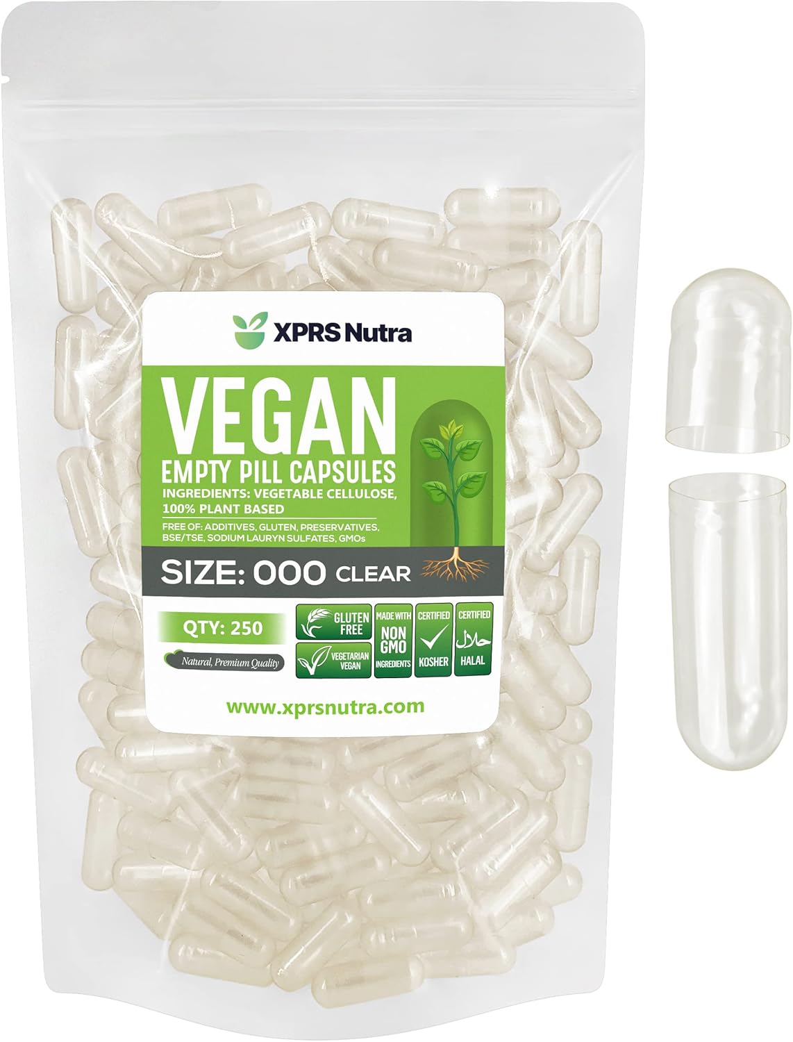 XPRS Nutra Cápsulas Vacías Veganas Tamaño 000 - 250 Unidades