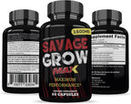 (2 Paquete) Savage Grow Max 1600MG Fórmula Avanzada para la Salud Masculina 120 Cápsulas
