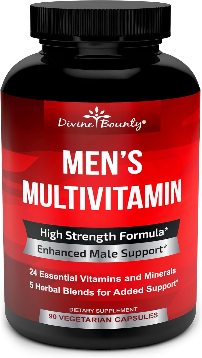 Multivitamínico para Hombres – Complejo Diario con Vitaminas A, C, D, E, K, Complejo B, Calcio, Magnesio, Selenio y Zinc – 90 Cápsulas Vegetales