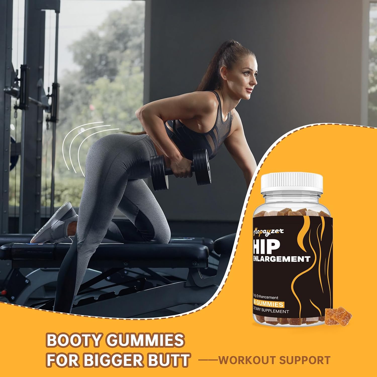 Booty Gummies para Glúteos y Caderas, 60 Gominolas Sabor Bayas