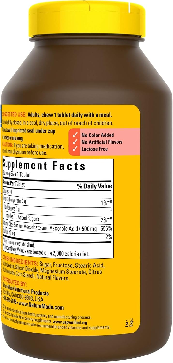 Nature Made Vitamina C Masticable 500 mg, 150 Comprimidos
