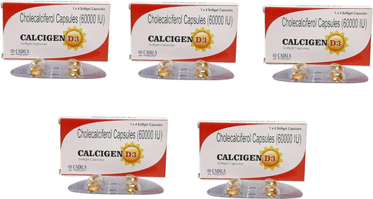 (Pack de 5) Colecalciferol (Vitamina D3) 60000 UI (8 Cápsulas Cada Uno) – pharmacylife