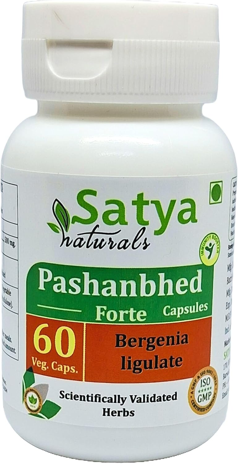 Pashanbhed Forte Cápsulas 500 mg - 60 Cápsulas Vegetales | Extracto de Bergenia Ligulata 10:1 | Suplemento Herbal Ayurvédico